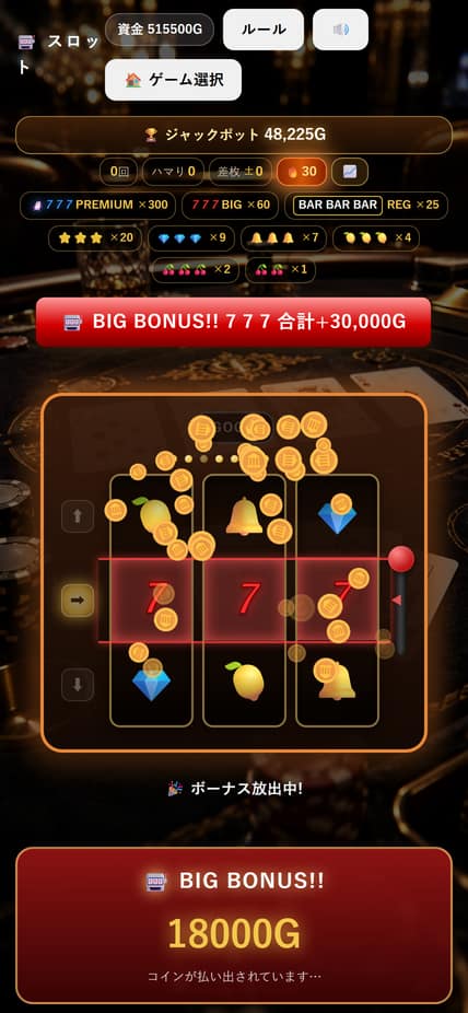 スロットのBIG BONUS
